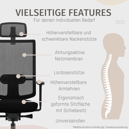 Sedus se:do Pro Light, Drehstuhl, Bürostuhl, Netzmembran Schwarz, Schiebesitz, Armlehnen und Rückenlehne verstellbar, Höhenverstellbar , Kunststoff, 40-52cm, bis 130kg Belastbar, 23° Öffnungswinkel