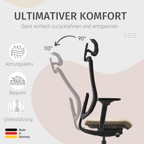 Sedus se:do Pro Light, Drehstuhl, Bürostuhl, Netzmembran Schwarz, Schiebesitz, Armlehnen und Rückenlehne verstellbar, Höhenverstellbar , Kunststoff, 40-52cm, bis 130kg Belastbar, 23° Öffnungswinkel