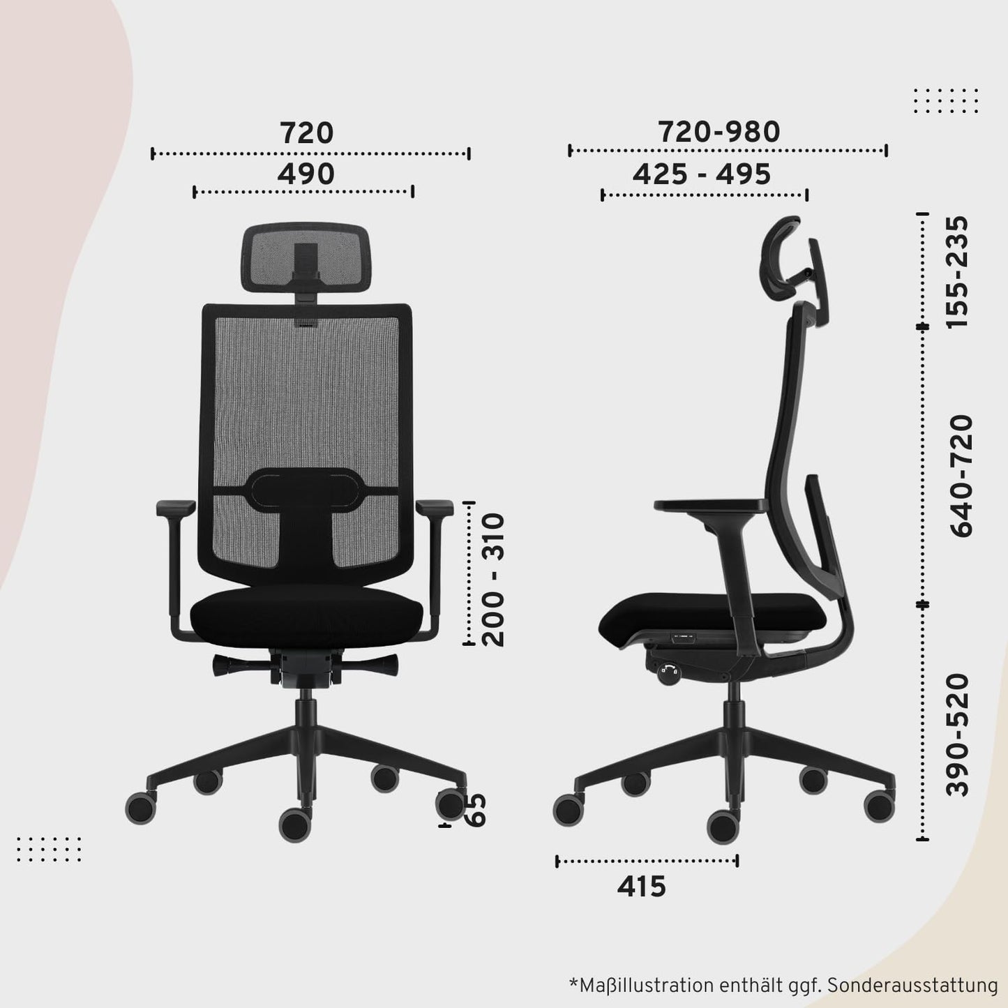 Sedus se:do Pro Light, Drehstuhl, Bürostuhl, Netzmembran Schwarz, Schiebesitz, Armlehnen und Rückenlehne verstellbar, Höhenverstellbar , Kunststoff, 40-52cm, bis 130kg Belastbar, 23° Öffnungswinkel