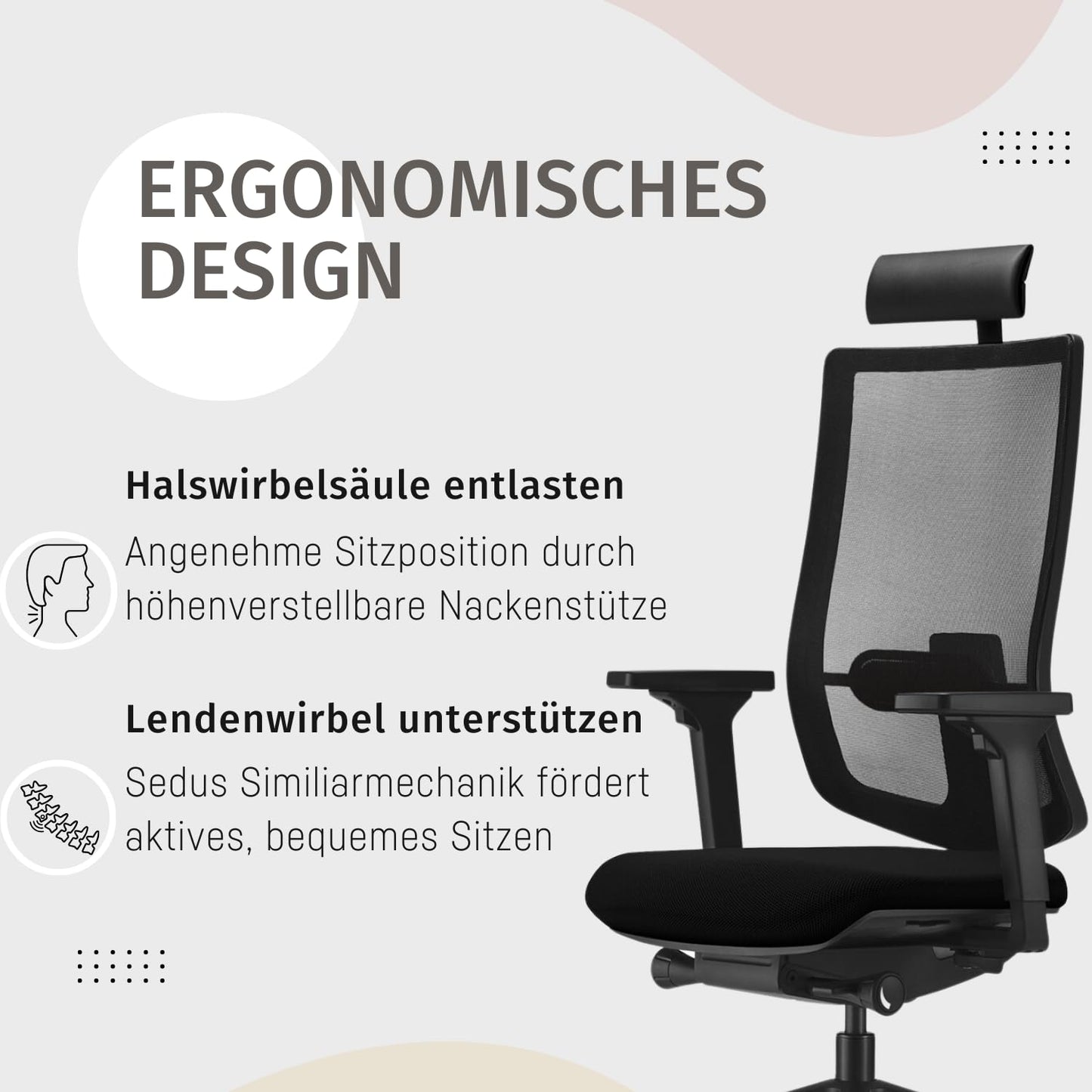 Sedus se:do Pro Light, Drehstuhl, Bürostuhl, Netzmembran Schwarz, Schiebesitz, Armlehnen und Rückenlehne verstellbar, Höhenverstellbar , Kunststoff, 40-52cm, bis 130kg Belastbar, 23° Öffnungswinkel