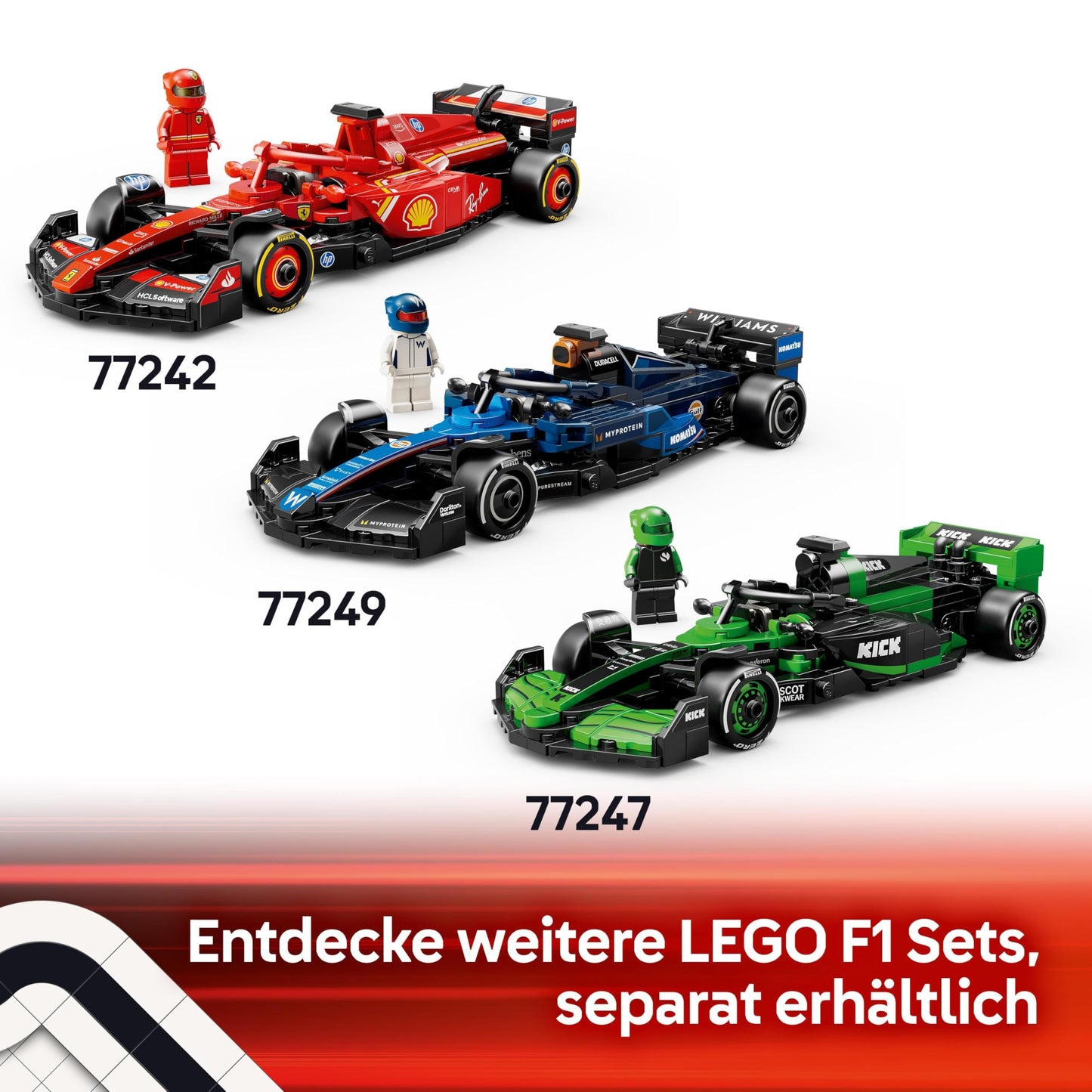 LEGO Speed Champions Ferrari SF-24 F1 Rennauto - Spielzeug mit Formel 1 Minifigur zum Sammeln - Bauset für Kinder - Sammlerstück - Geschenk für Jungen & Mädchen ab 10 Jahren oder erwachsene Fans 77242
