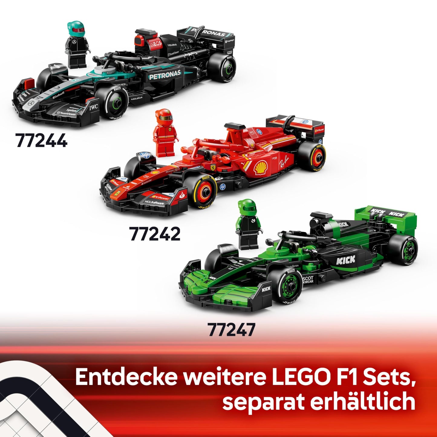 LEGO Speed Champions Ferrari SF-24 F1 Rennauto - Spielzeug mit Formel 1 Minifigur zum Sammeln - Bauset für Kinder - Sammlerstück - Geschenk für Jungen & Mädchen ab 10 Jahren oder erwachsene Fans 77242