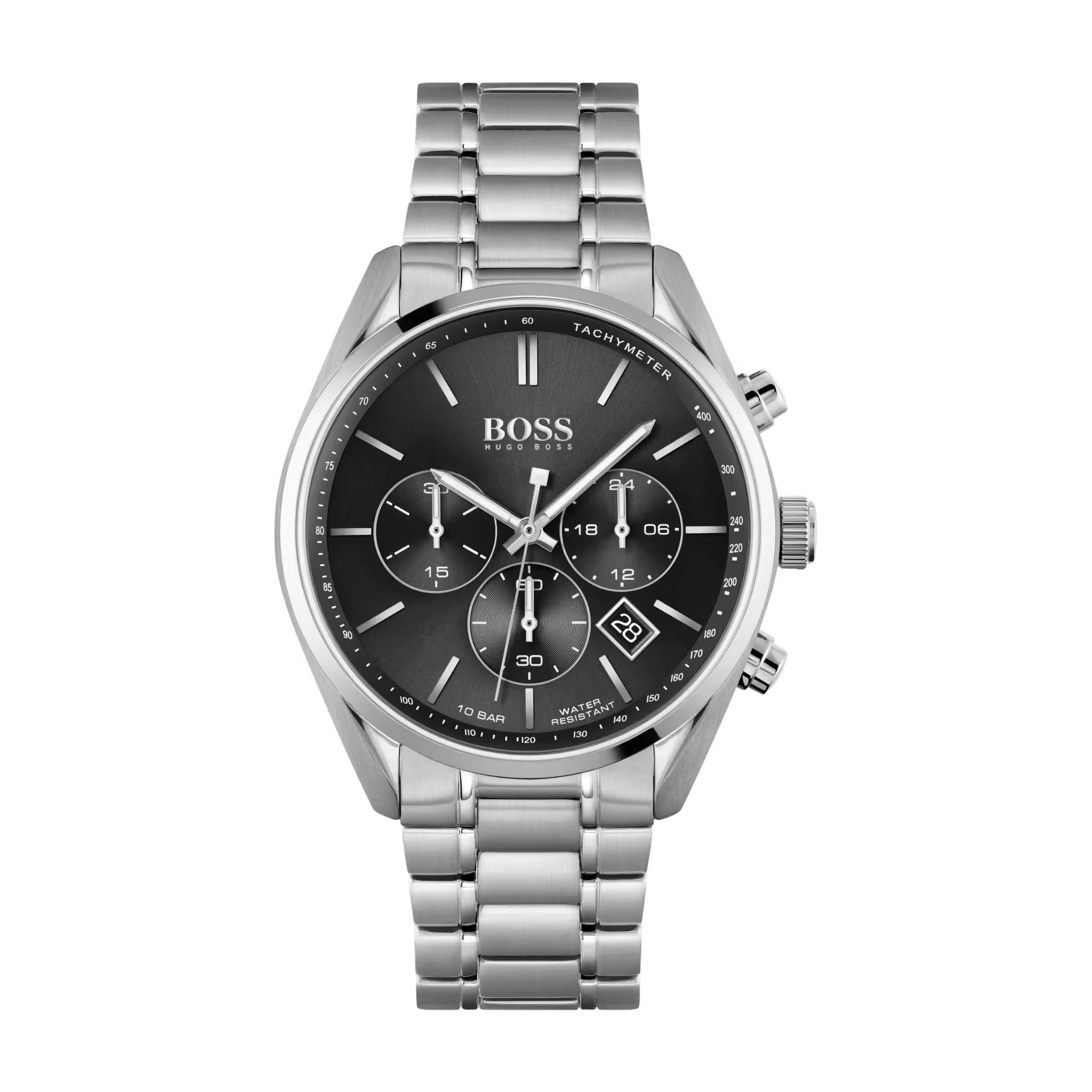 BOSS Herrenuhr 1513494 Chronograph Edelstahl Silber mit anthrazitfarbenem Zifferblatt sportlich elegant