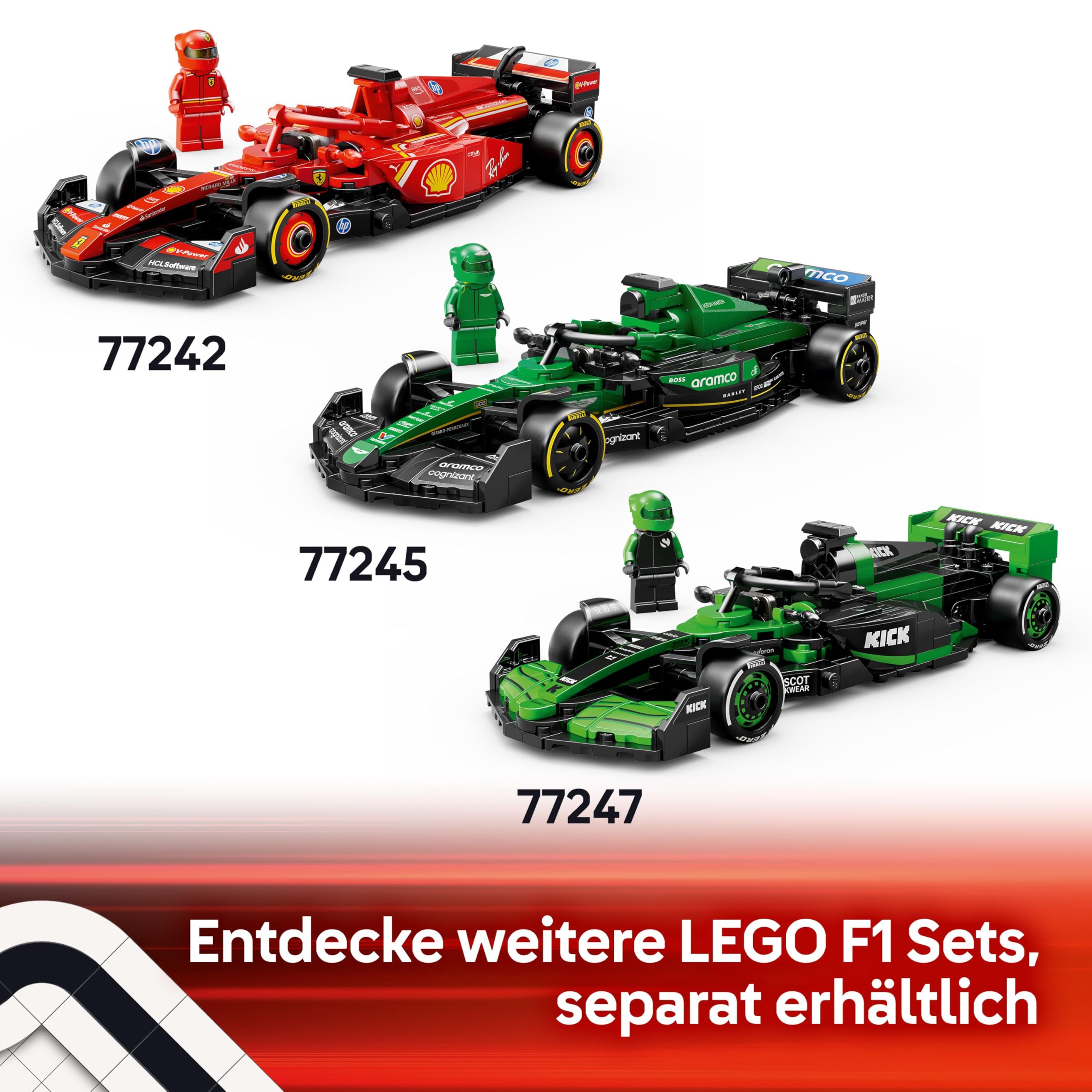 LEGO Speed Champions Ferrari SF-24 F1 Rennauto - Spielzeug mit Formel 1 Minifigur zum Sammeln - Bauset für Kinder - Sammlerstück - Geschenk für Jungen & Mädchen ab 10 Jahren oder erwachsene Fans 77242