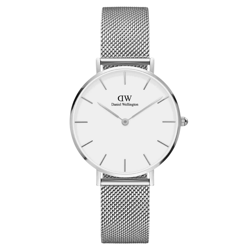 Daniel Wellington Damenuhr Petite Sterling S White DW00100306 in Silber mit weißem Zifferblatt und Edelstahlarmband