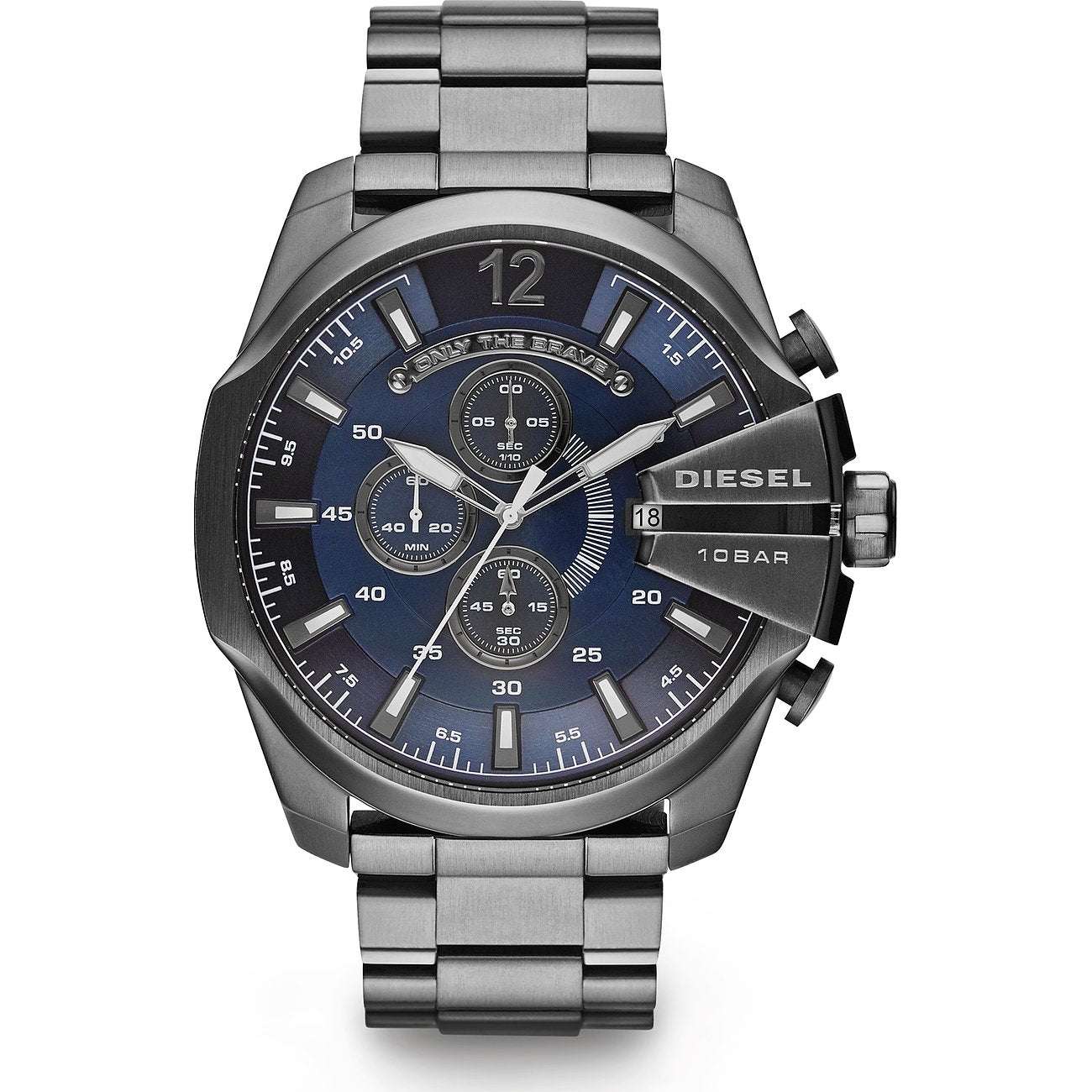 Diesel Chronograph Mega Chief DZ4329 Herrenuhr Edelstahl Blau
