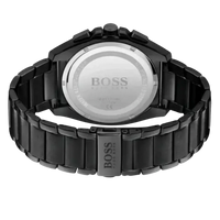 Hugo Boss 1513885 schwarze Herrenuhr – Rückseite mit Edelstahlarmband und BOSS-Schließe