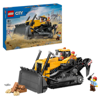 LEGO City Gelber Bulldozer (60466) – detailreiches Bauset mit Bulldozer, Minifiguren und Zubehör