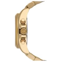 Seitenansicht der Michael Kors Bradshaw MK5605 Chronograph Damenuhr mit Edelstahlgehäuse und Chronograph-Drückern