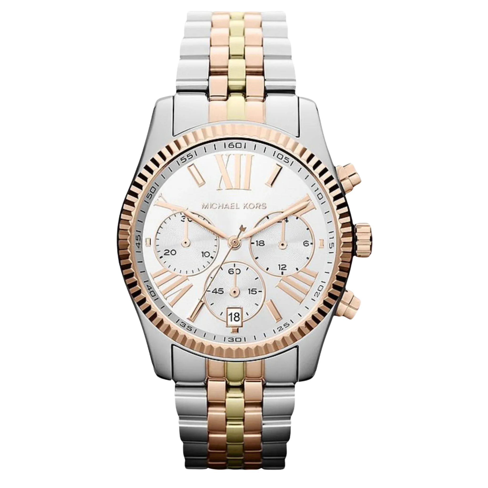 Michael Kors Chronograph Damenuhr Lexington MK5735 in Bicolor Roségold Silber mit Edelstahlarmband und Chronograph-Zifferblatt