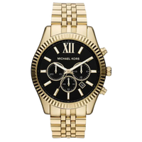 Michael Kors Chronograph Lexington MK8286 goldene Herrenuhr mit schwarzem Zifferblatt und Edelstahlarmband