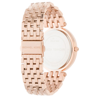 Rückseite der Michael Kors Darci MK3192 Damenuhr aus roségoldenem Edelstahl mit Gehäuseboden