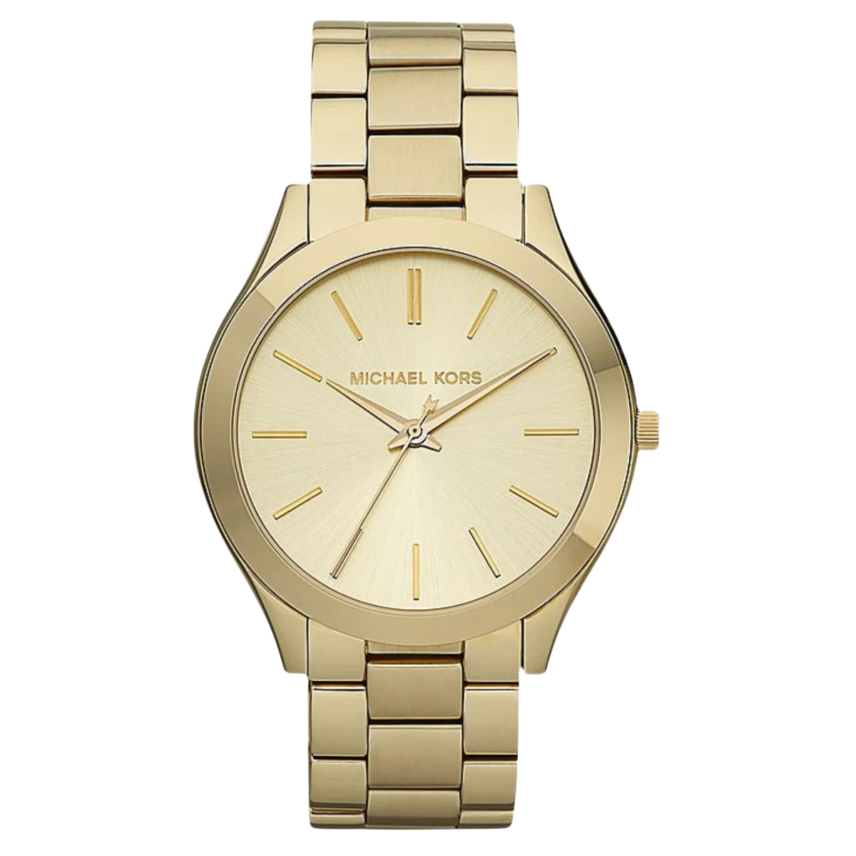 Michael Kors Damenuhr Runway Slim MK3179 in Gold mit rundem Zifferblatt und Edelstahlarmband