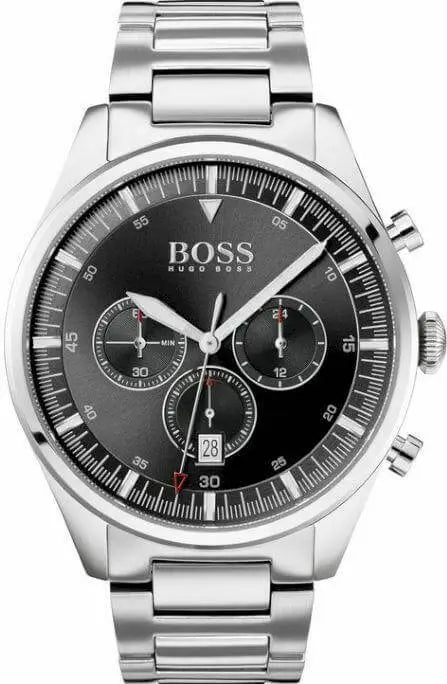 Boss Chronograph 1513712 Herrenuhr aus Edelstahl mit schwarzem Zifferblatt und silbernem Armband