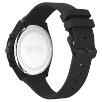 Boss Chronograph 1513720 Rückseite mit schwarzem Silikonarmband