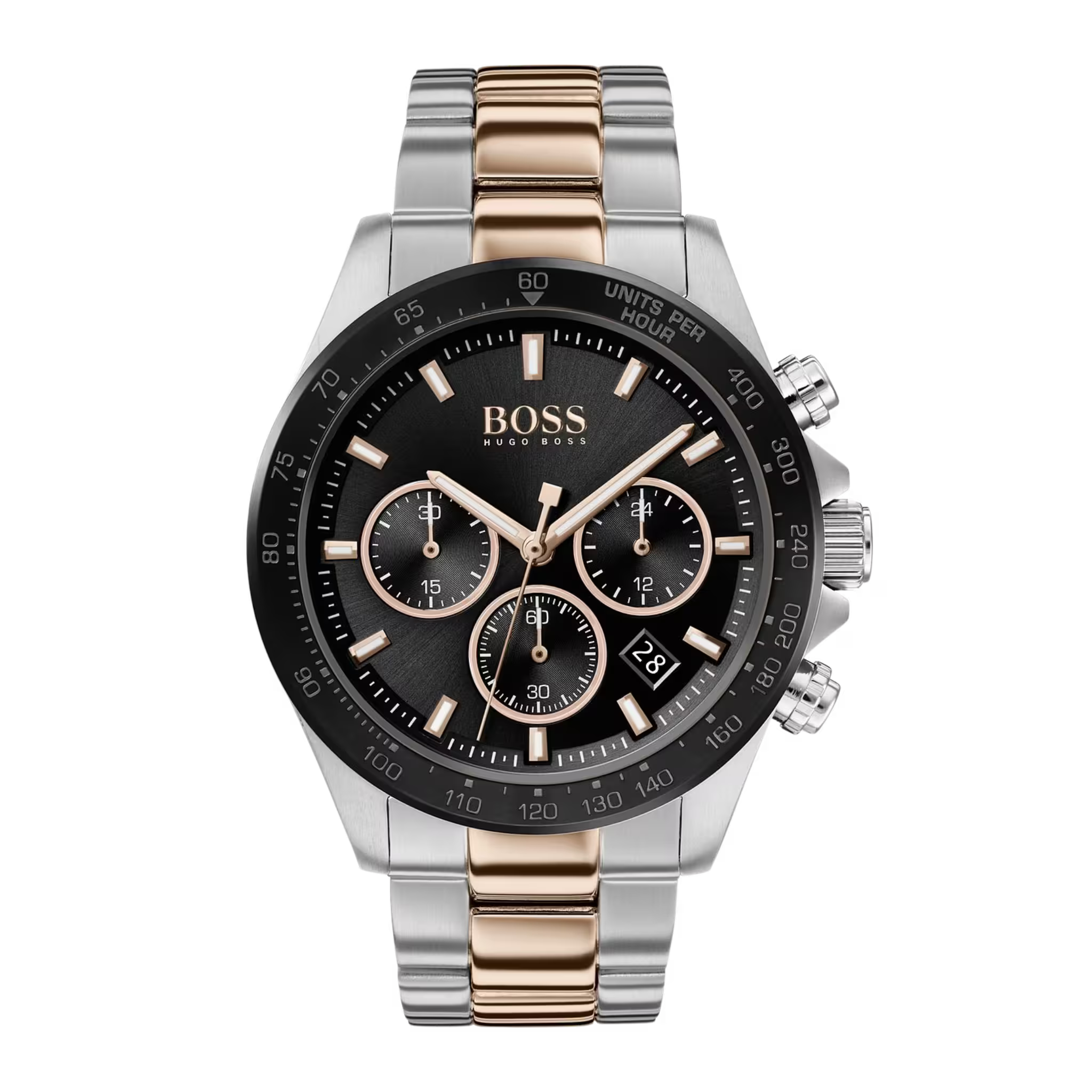 Boss Chronograph 1513757 Herren Uhr aus Edelstahl in Bicolor mit schwarzem Zifferblatt