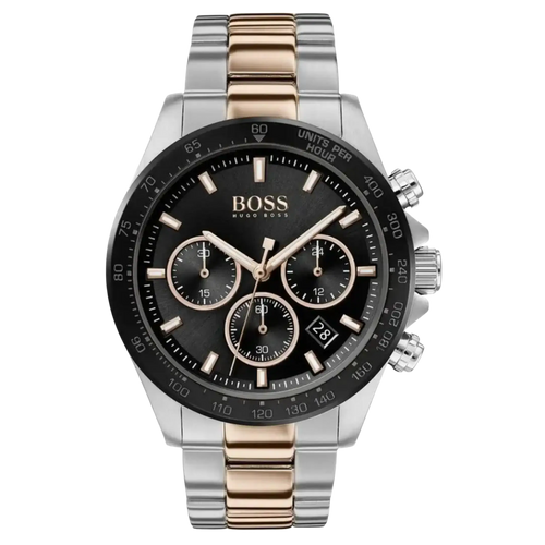 Boss Chronograph 1513757 Herren Uhr aus Edelstahl in Bicolor mit schwarzem Zifferblatt