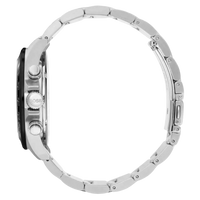 Seitenansicht des Boss Chronograph 1513757 mit Edelstahlgehäuse und Bedienknöpfen