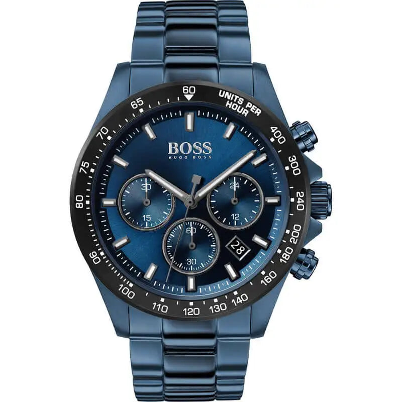 Boss Chronograph 1513758 in Blau mit Edelstahlarmband und Chronographen-Zifferblatt
