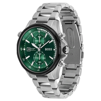 Hugo Boss Globetrotter 1513930 Herrenuhr mit grünem Zifferblatt und Edelstahlarmband