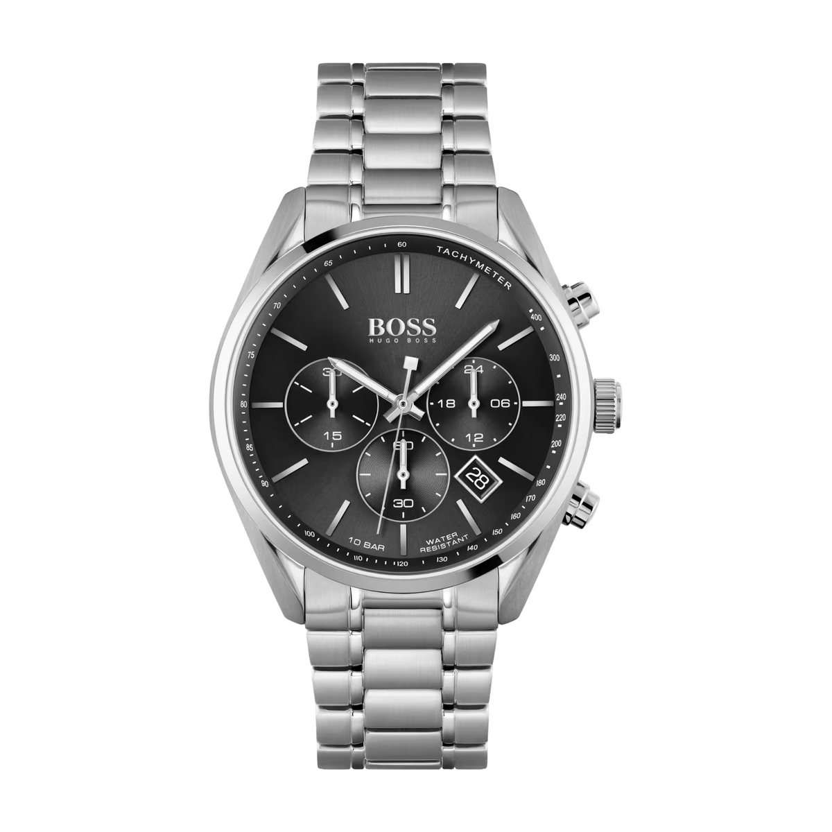 BOSS Herrenuhr 1513494 Chronograph Edelstahl Silber mit anthrazitfarbenem Zifferblatt sportlich elegant