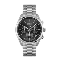 BOSS Herrenuhr 1513494 Chronograph Edelstahl Silber mit anthrazitfarbenem Zifferblatt sportlich elegant