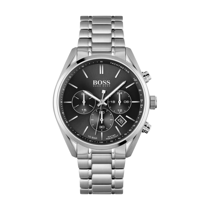 BOSS Herrenuhr 1513494 Chronograph Edelstahl Silber mit anthrazitfarbenem Zifferblatt sportlich elegant