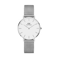 Daniel Wellington Uhr Petite Sterling S White DW00100306 – elegante Damenarmbanduhr mit silbernem Mesharmband und weißem Zifferblatt, minimalistisches Design, Edelstahlgehäuse, klassischer Stil - Bild 1