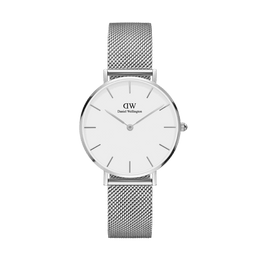Daniel Wellington Uhr Petite Sterling S White DW00100306 – elegante Damenarmbanduhr mit silbernem Mesharmband und weißem Zifferblatt, minimalistisches Design, Edelstahlgehäuse, klassischer Stil
