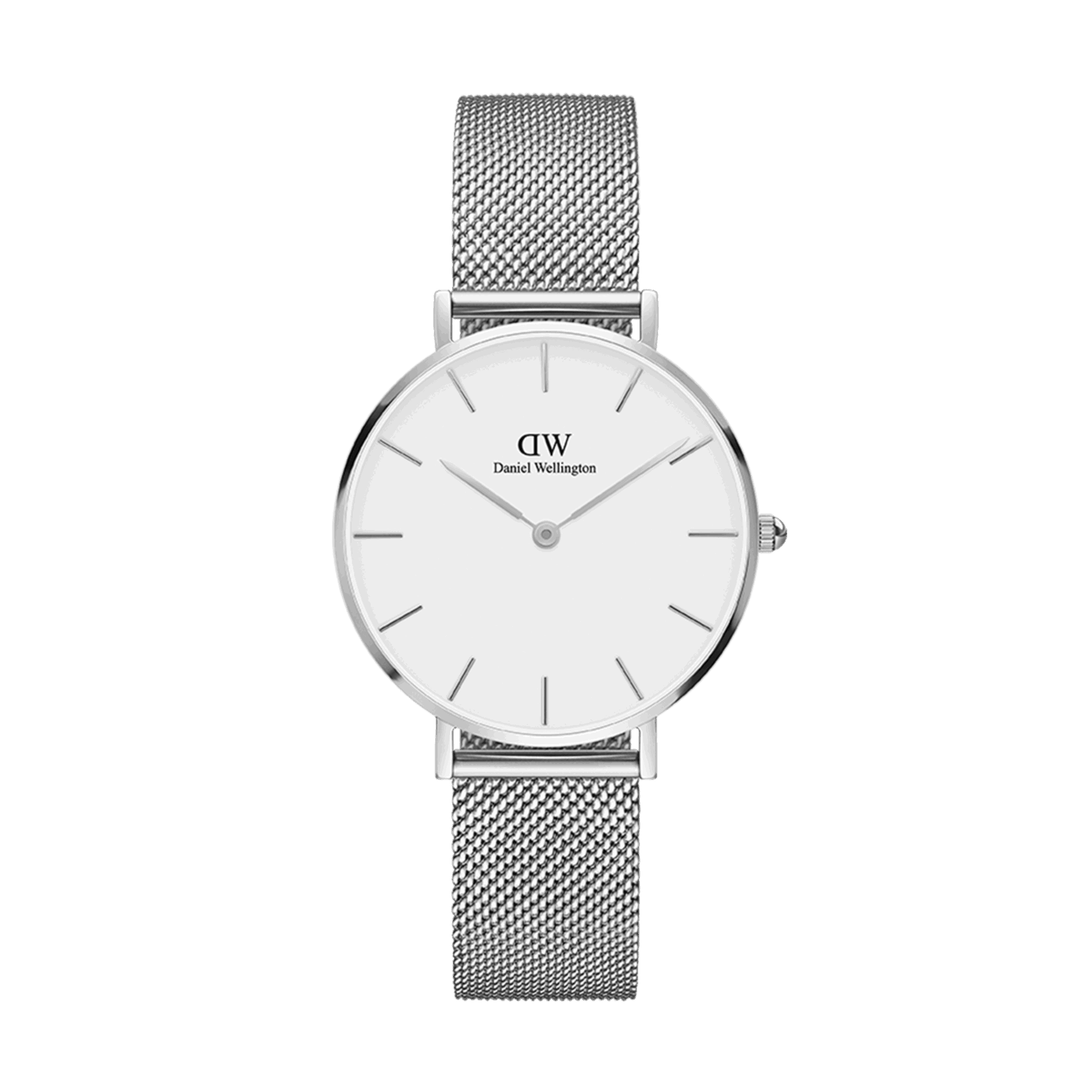 Daniel Wellington Uhr Petite Sterling S White DW00100306 – elegante Damenarmbanduhr mit silbernem Mesharmband und weißem Zifferblatt, minimalistisches Design, Edelstahlgehäuse, klassischer Stil