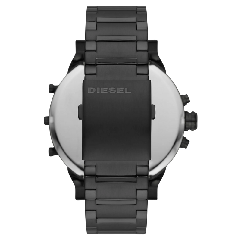 Diesel Chronograph Mr. Daddy 2.0 DZ7463 Rückseite – Herren Edelstahlarmband in Schwarz mit Diesel Gravur