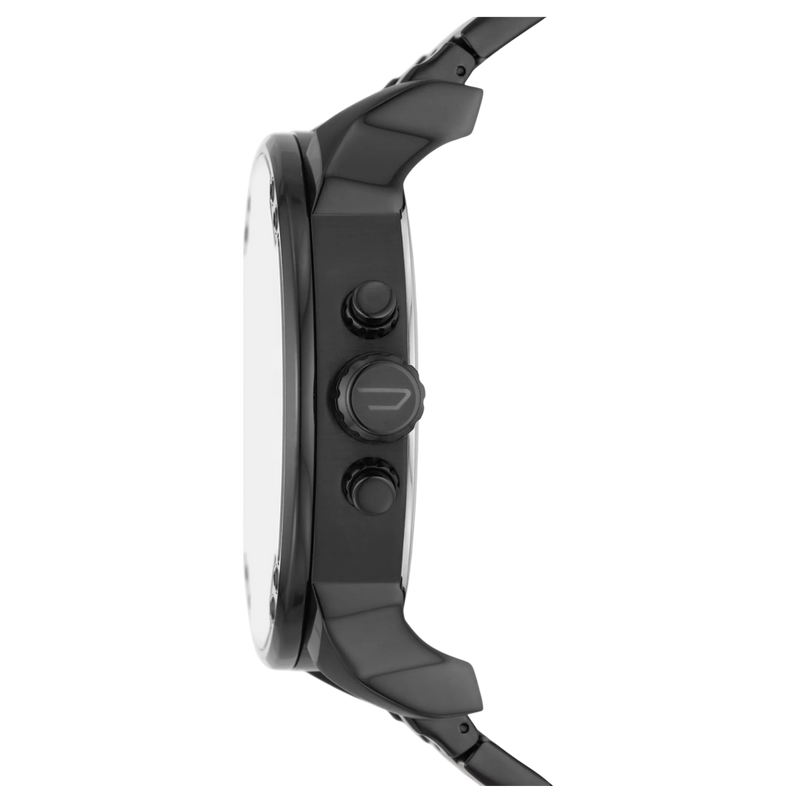 Diesel Chronograph Mr. Daddy 2.0 DZ7463 Seitenansicht – Herren XXL Uhr aus schwarzem Edelstahl mit markantem Gehäuse