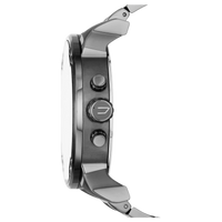 Diesel Chronograph Mr. Daddy DZ7315 – Seitenansicht der grauen Edelstahl-Herrenuhr mit markanter Krone und Druckknöpfen