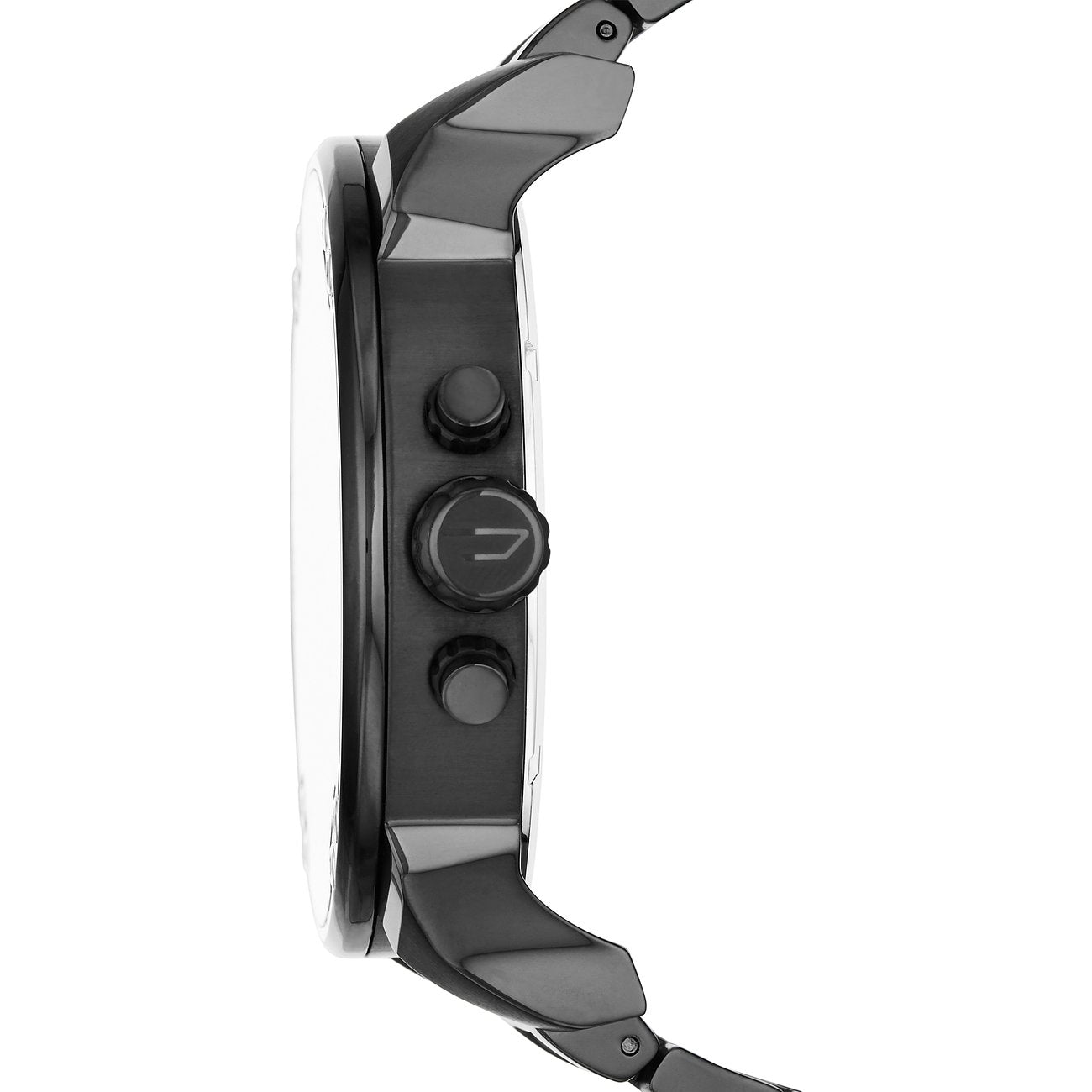 Diesel Herrenuhr Mr. Daddy DZ7313 – Seitenansicht des schwarzen Edelstahlgehäuses mit markanter Krone
