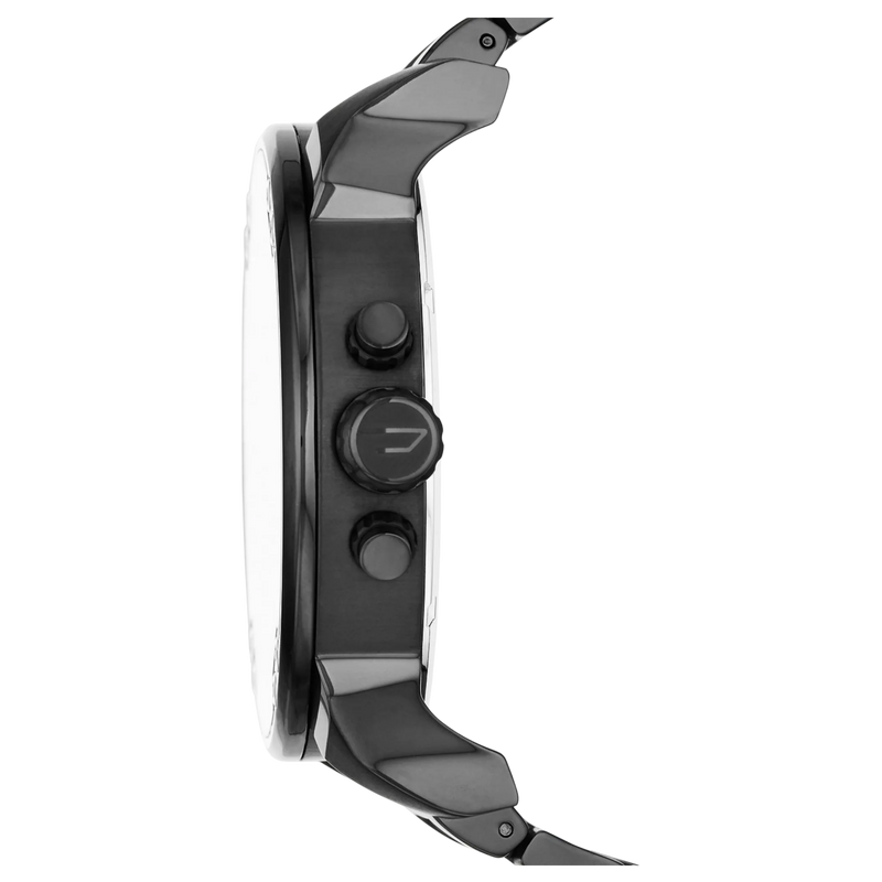 Diesel Herrenuhr Mr. Daddy DZ7313 – Seitenansicht des schwarzen Edelstahlgehäuses mit markanter Krone