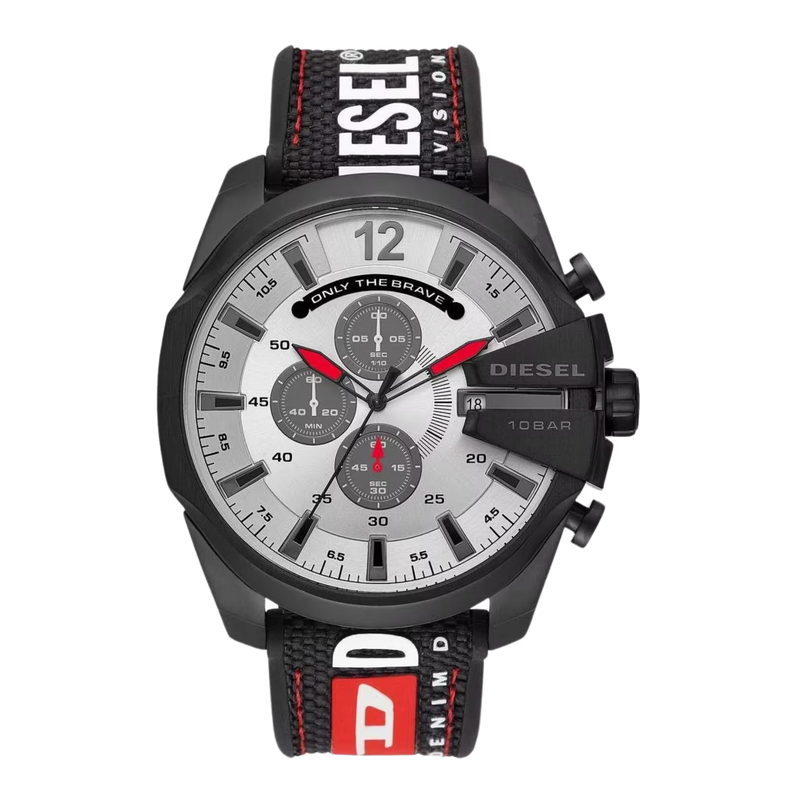 Diesel Mega Chief DZ4512 Herren Chronograph Schwarz mit Silikonband und Edelstahlgehäuse – 100m wasserdicht – karınex Uhrenshop