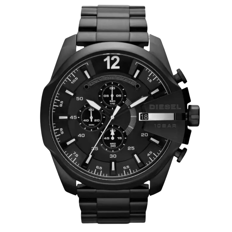 Diesel Mega Chief Herren Uhr DZ4283, Schwarz, Edelstahlgehäuse, Chronograph, Quarzwerk, 59 mm, wasserdicht bis 10 bar