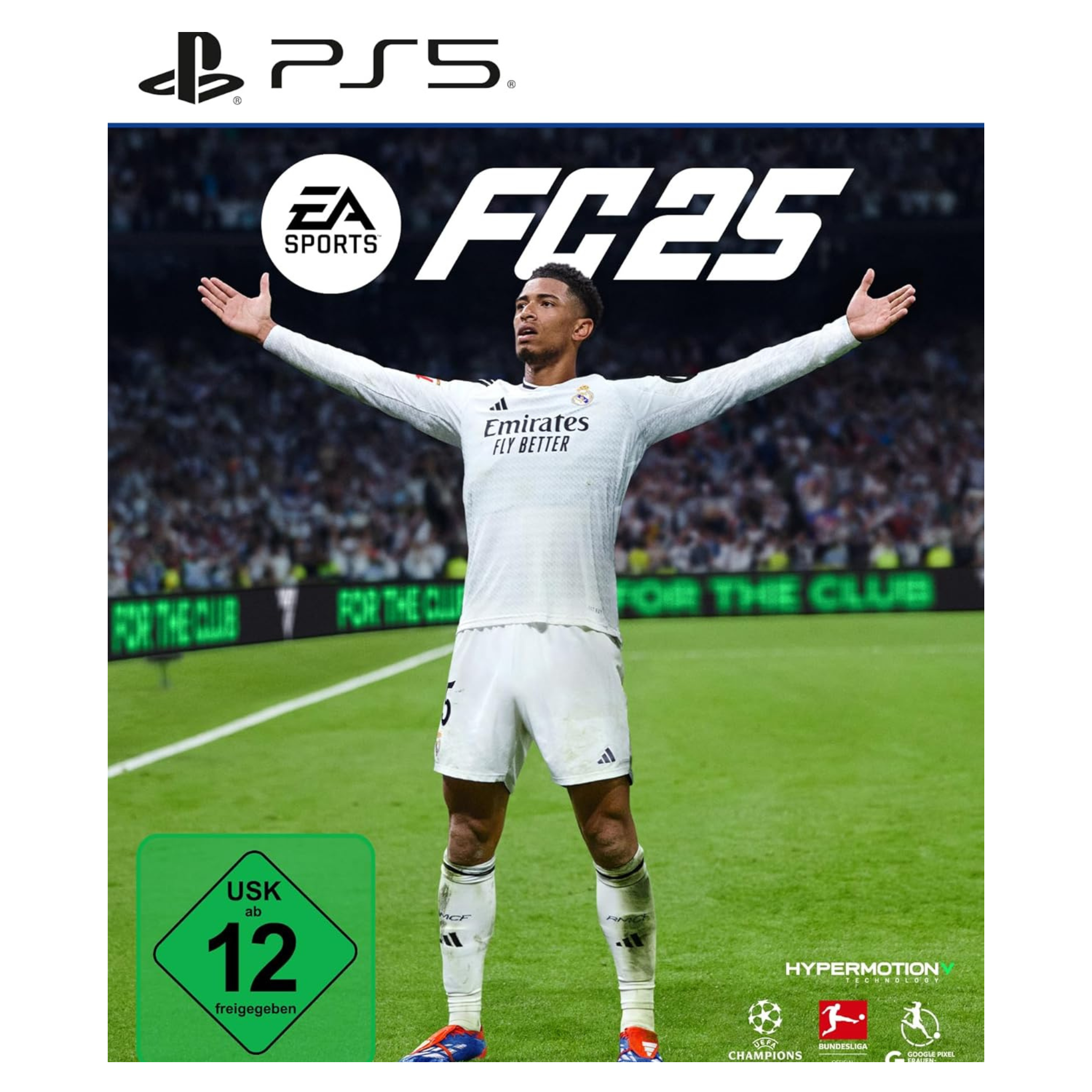 EA Sports FC 25 für PlayStation 5 – Spielcover mit Fußballspieler auf dem Spielfeld, USK 12