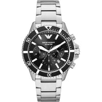Emporio Armani Chronograph AR11360 Herrenarmbanduhr in Silber mit schwarzem Zifferblatt
 - Bild 1