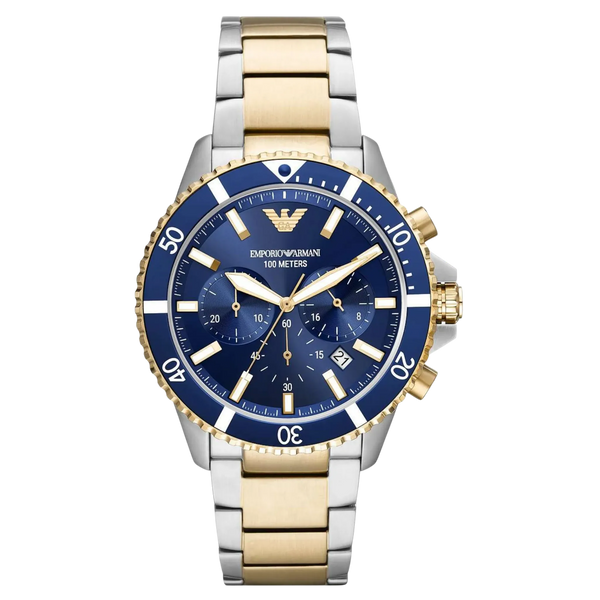 Emporio Armani AR11362 Herren Uhr Chronograph Blau Bicolor