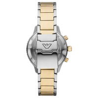 Emporio Armani Chronograph AR11362 Rückseite mit Bicolor-Edelstahlarmband