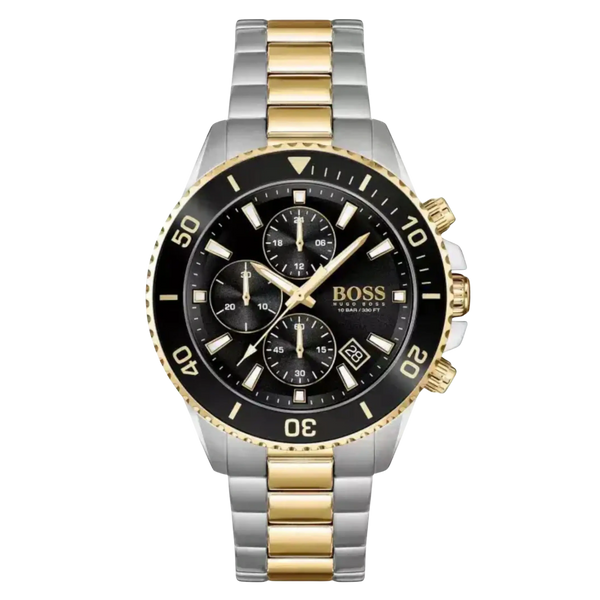 BOSS Admiral 1513908 Herren Uhr Chronograph 46mm Schwarz Gold