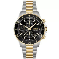 Hugo Boss Admiral 1513908 Herrenuhr – Zweifarbiger Chronograph aus Edelstahl in Gold und Silber mit schwarzem Zifferblatt und Stoppfunktion - Bild 1