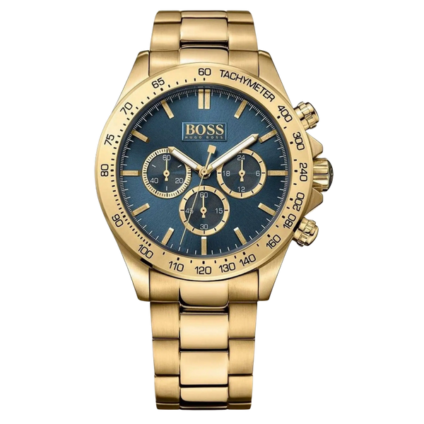 BOSS Chronograph 1513340 Herren Uhr Gold Blau 44mm