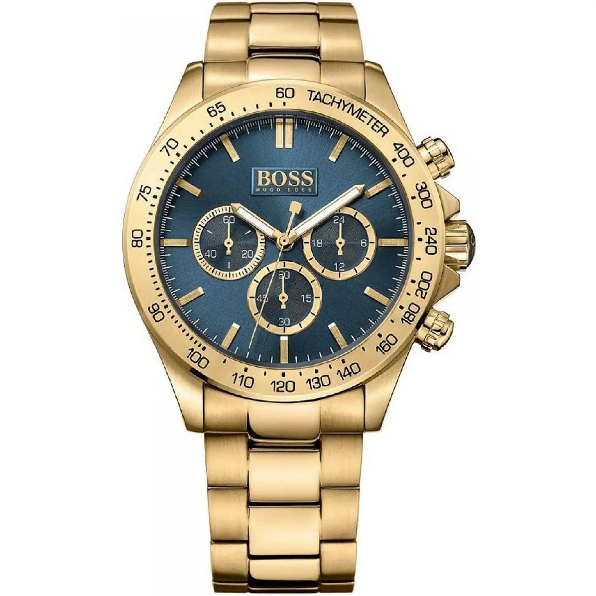 Hugo Boss Herrenuhr 1513340 Gold mit blauem Zifferblatt und Chronograph