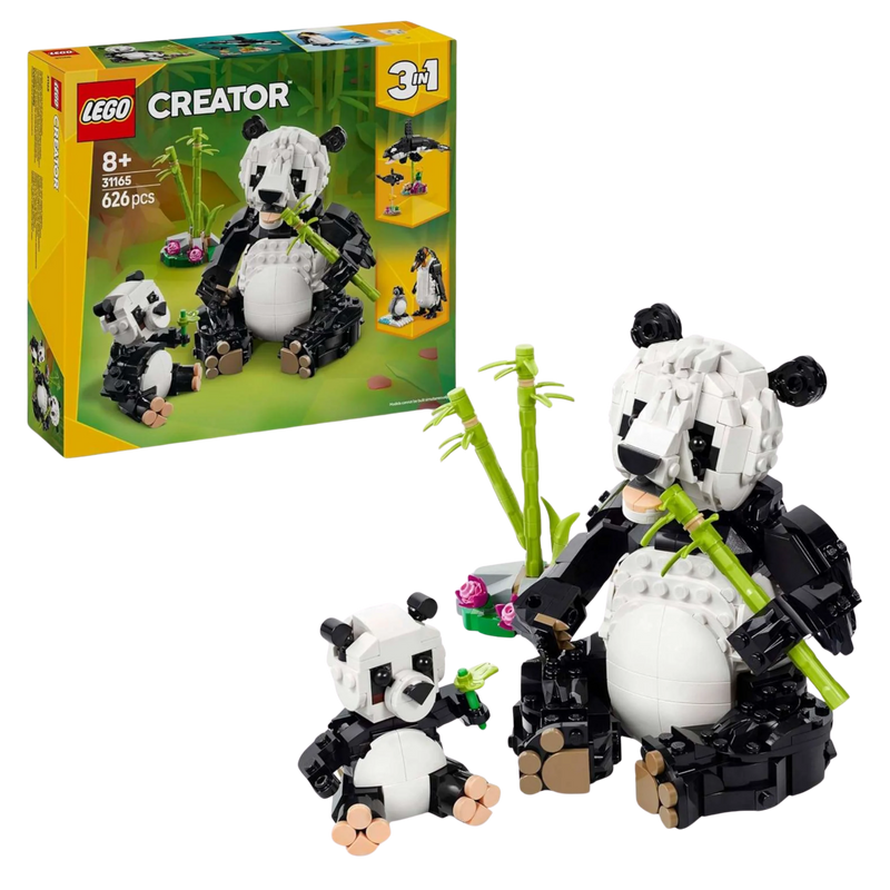 LEGO Creator 3-in-1 Wilde Tiere: Pandafamilie (31165) – Spielzeug-Set mit Panda, Baby-Panda und Bambusmodell – karinex