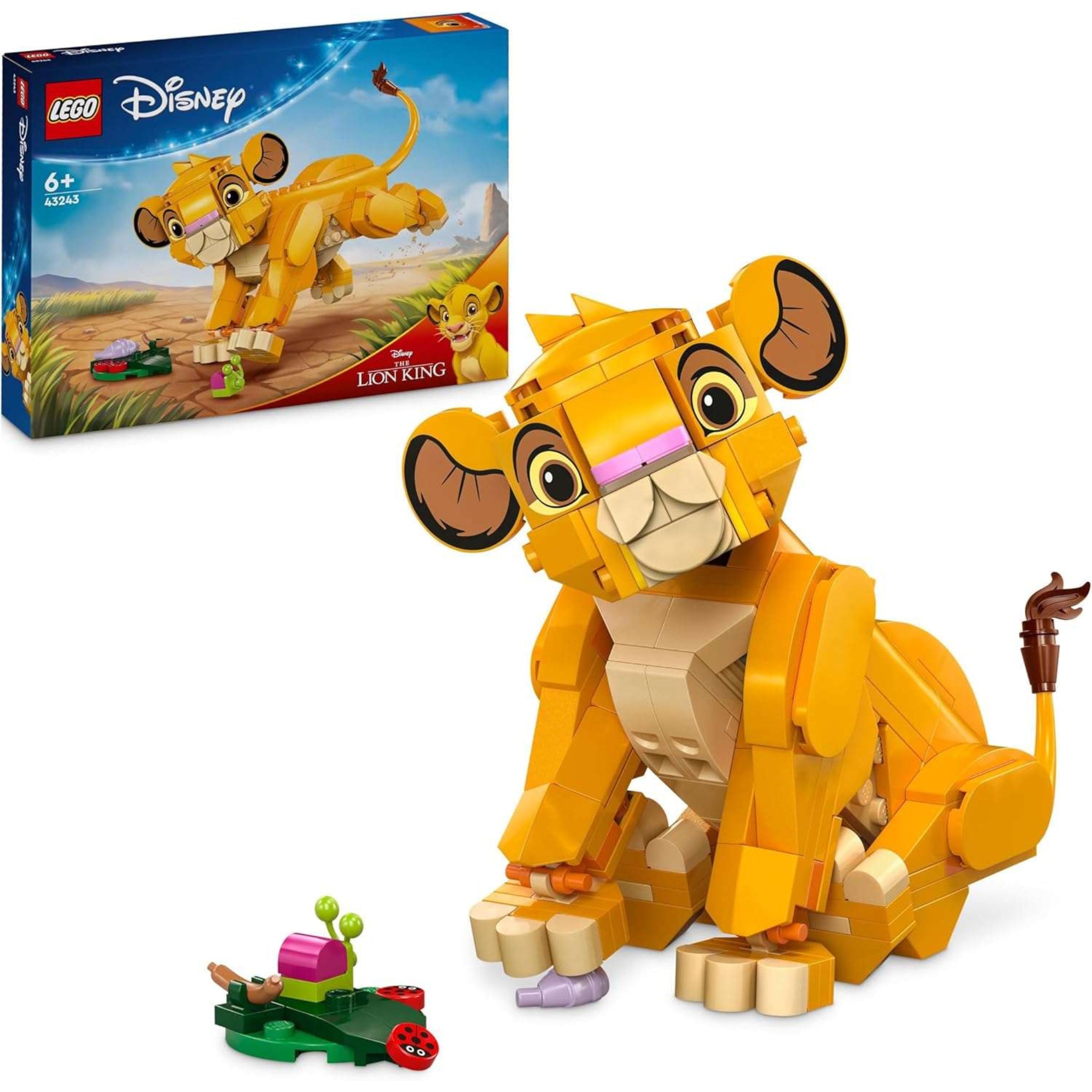 Baubares LEGO Disney Simba Set 43243 mit Löwenjunge-Figur aus König der Löwen und Zubehör.