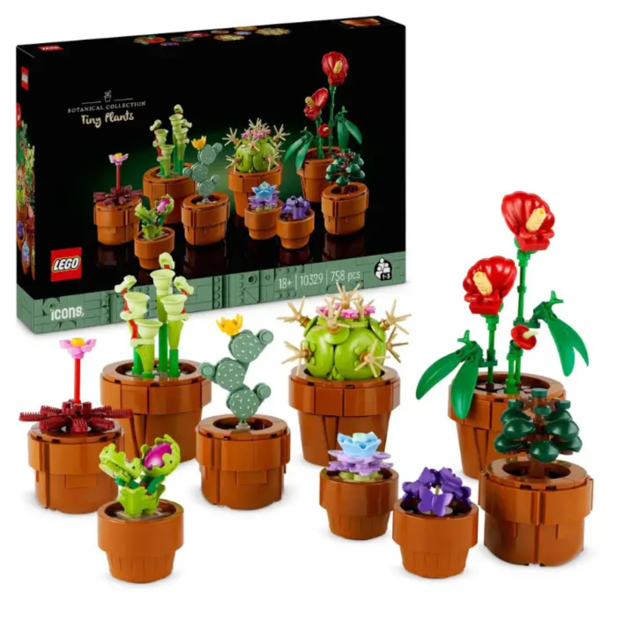 LEGO Icons Botanical Collection 10329 Mini Pflanzen und Blumen Set – dekorative LEGO Pflanzen und Blumen in Terrakotta-Töpfen
