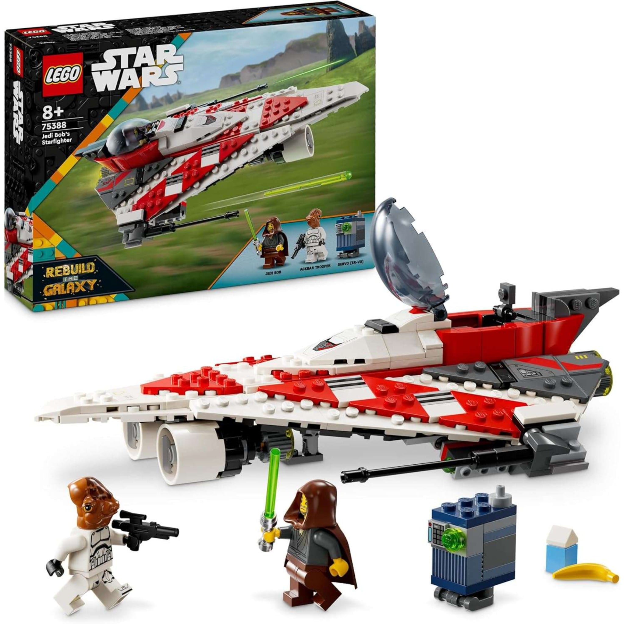 LEGO Star Wars Jedi Bob Sternjäger 75388 – baubarer roter Starfighter mit Minifigur und Zubehör