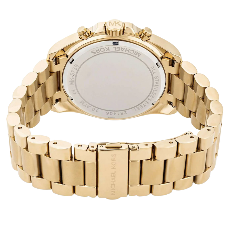 Michael Kors Bradshaw MK5739 Gold Damen Chronograph Rückseite mit Edelstahlarmband